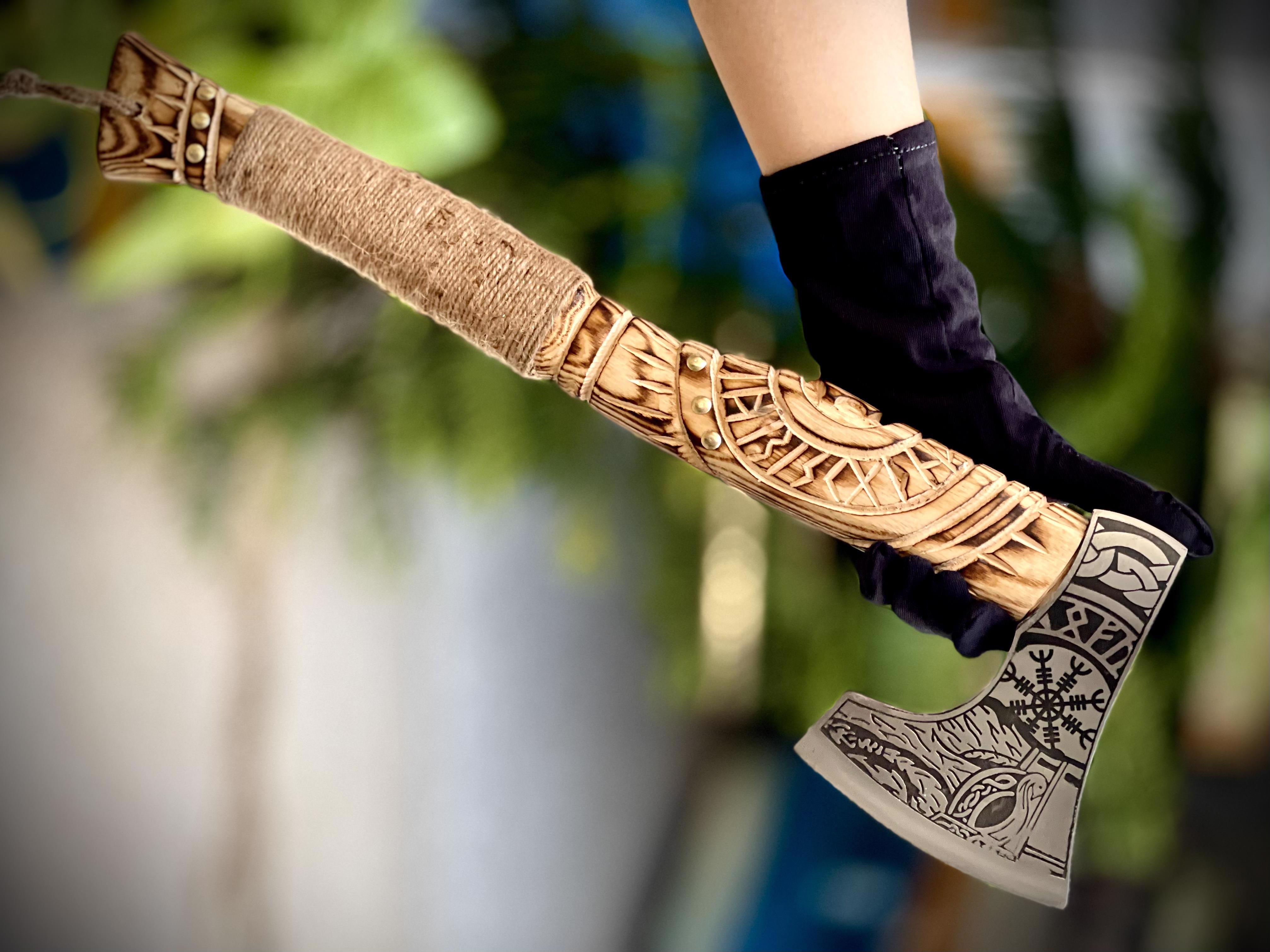 Premium Axes With Different Designs On Blade With Teakwood Handles