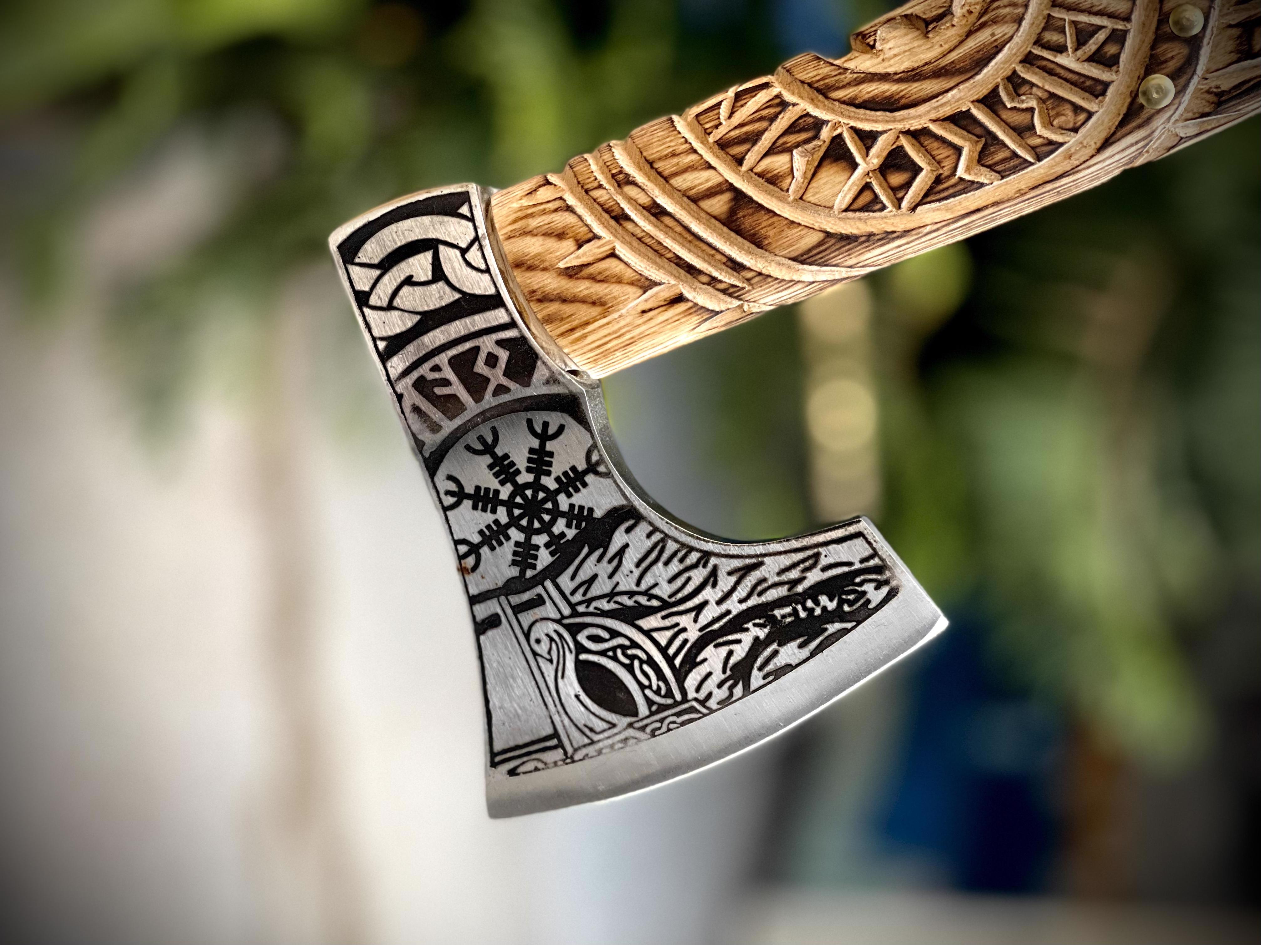 Premium Axes With Different Designs On Blade With Teakwood Handles - view 4