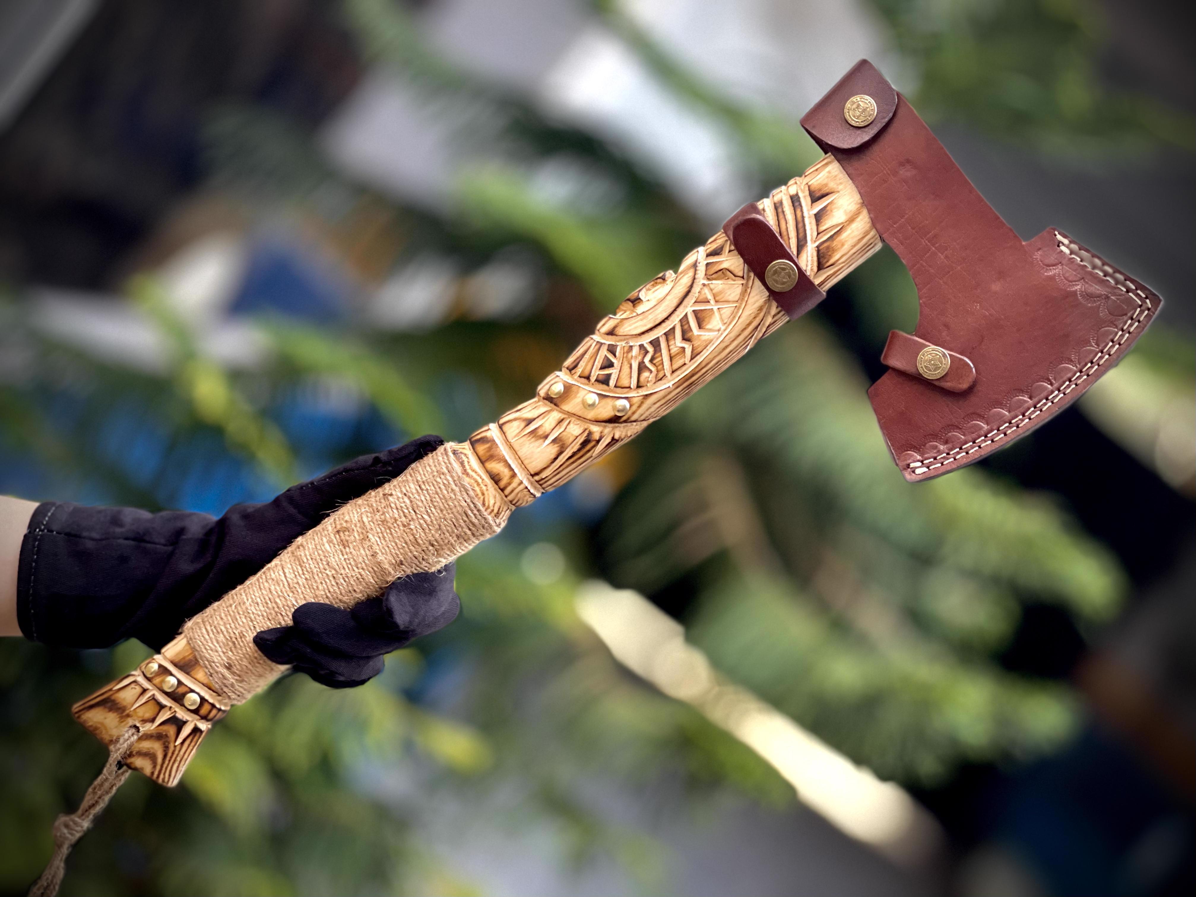 Premium Axes With Different Designs On Blade With Teakwood Handles - view 5