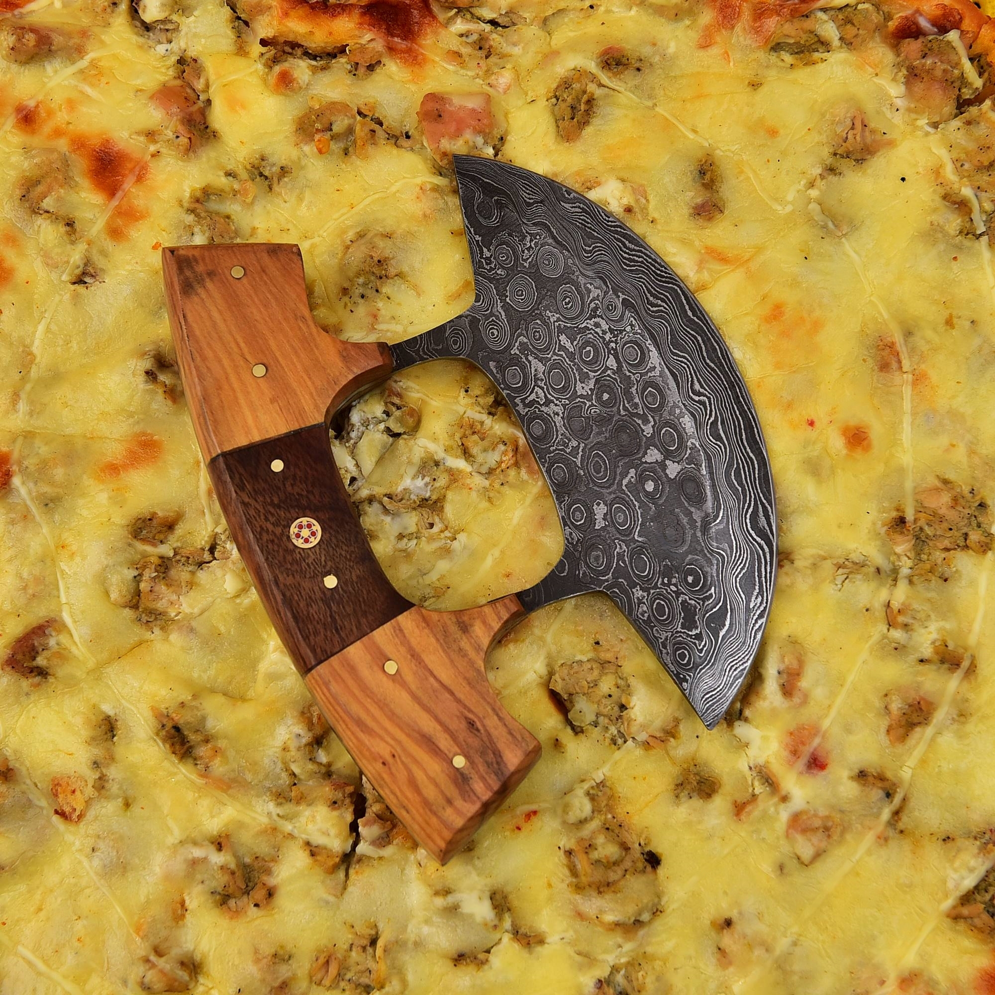 Handmade Damascus Steel Pizza Cutter ULU chef - view 3