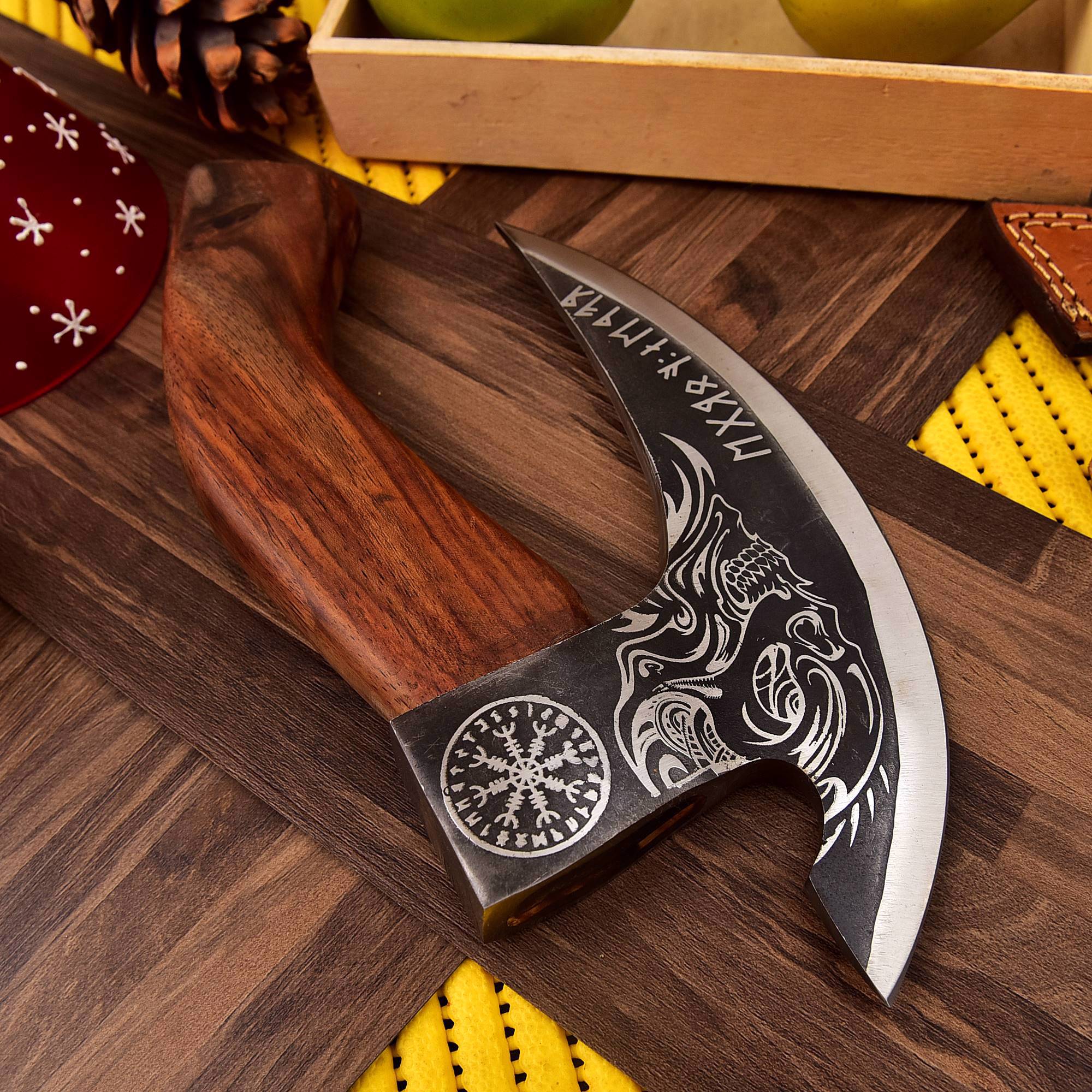 Handmade Damascus Steel Pizza Cutter Axe Style - view 2