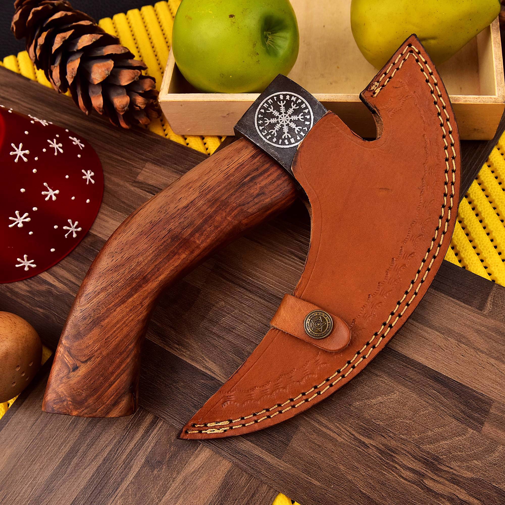 Handmade Damascus Steel Pizza Cutter Axe Style - view 3