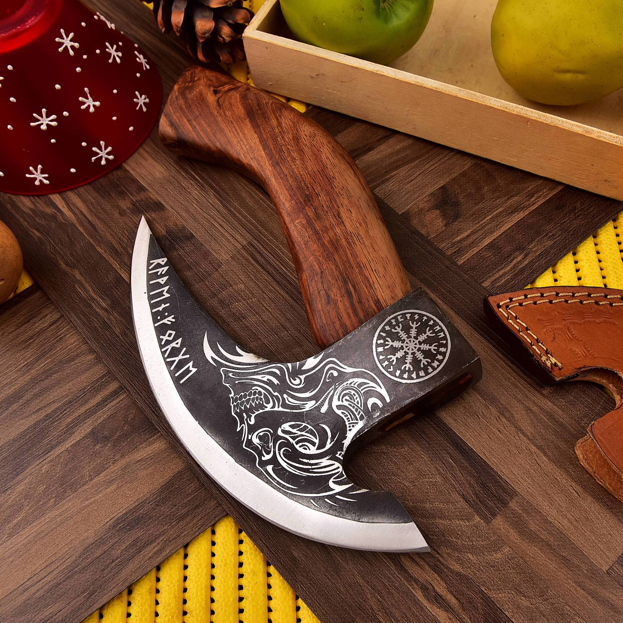 Handmade Damascus Steel Pizza Cutter Axe Style - view 5