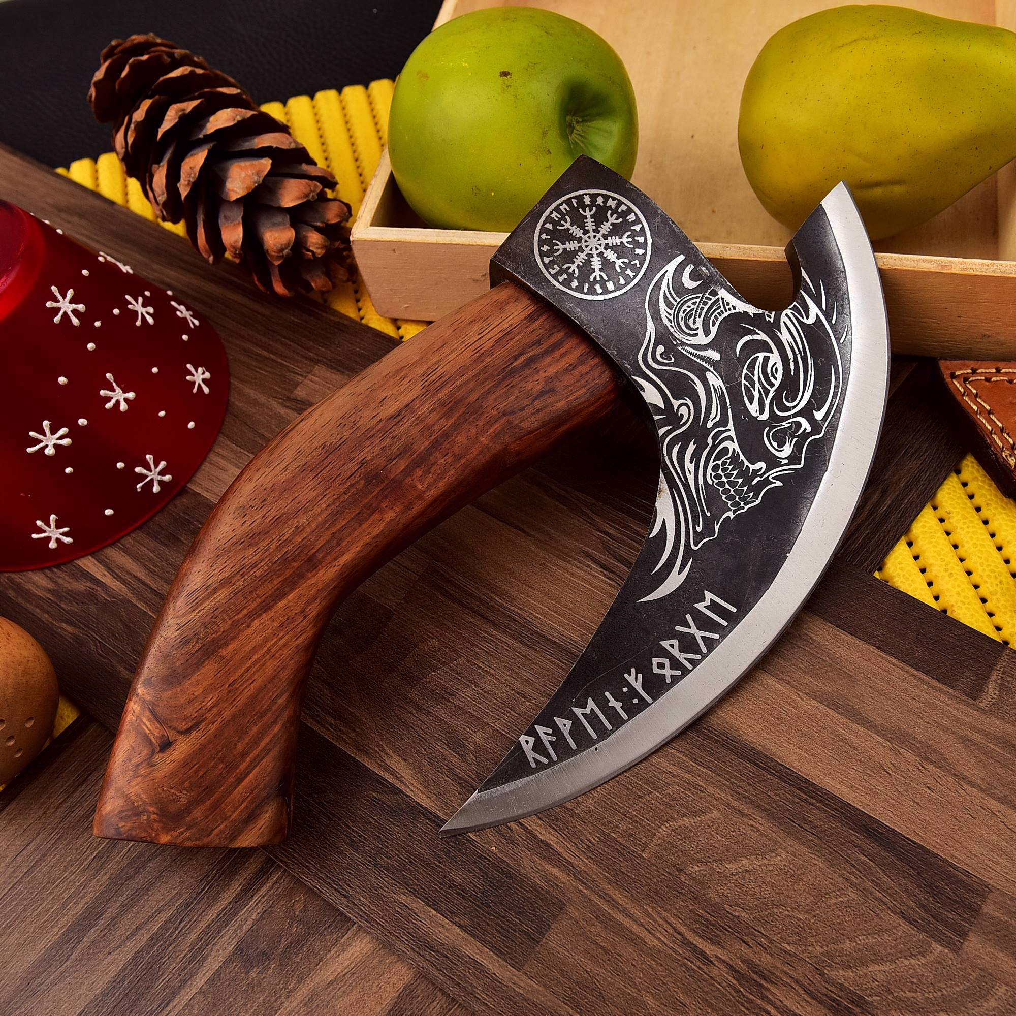 Handmade Damascus Steel Pizza Cutter Axe Style - view 6