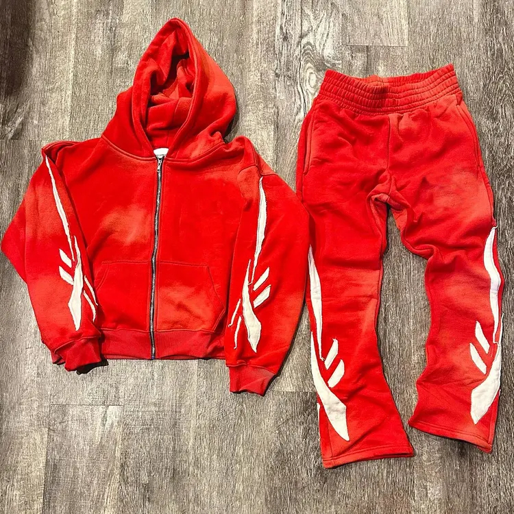  Hot Selling Men Cropped Hoodie New streetwear Raw Bottom Puff Printed Hoodie With No String - view 5
