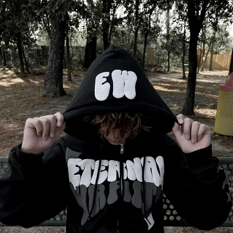 Custom streetwear hip hop 100% cotton heavy weight puff print hoodie pullover hoodie  - view 4