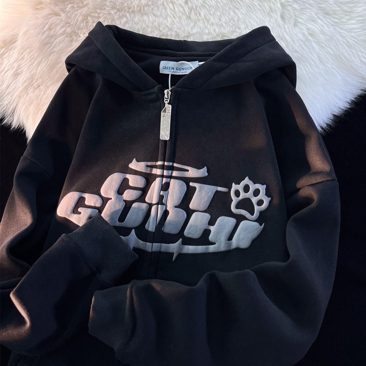 Customized Logo Puff Printed Men Hoodie Sweatshirt Classic Style Pullover Puff Printing men's hoodie - view 3