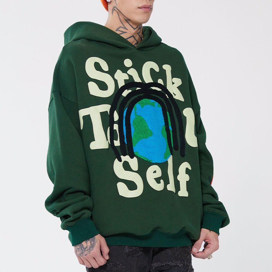 Wholesale 420 gsm 3d puff print cropped hoodie men high quality custom heavyweight puff printing  - view 2
