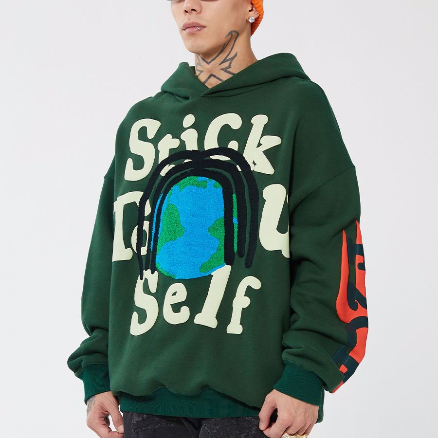 Wholesale 420 gsm 3d puff print cropped hoodie men high quality custom heavyweight puff printing  - view 3