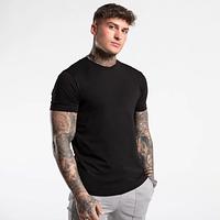 Muscle Fit Men Gym T shirt with Polyester Stretchy Casual Crewneck Slim Top Selling Men gym t shirt