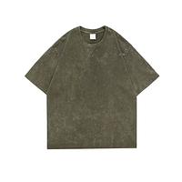 Statement Tee, Simple Style Acid Wash with Dropped Shoulders (Unisex, Free Size)