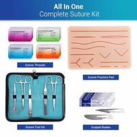 Suture Practice Complete Kit , Include Suture Pad , Suture Tools, Suture Thread & Needle