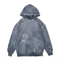 Heavyweight oversized ripped streetwear men custom Sweatshirt acid wash hoodie