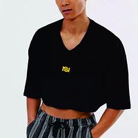 Men V Neck Crop Top, Solid Tank Crop Top