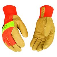 Hi-Vis Lined Grain cow skin Leather Palm w/Knit Wrist