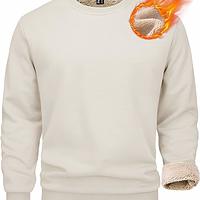 Men's Sherpa Lined Sweatshirts Fleece Pullover Basic Tops Warm Crewneck Winter Sweatshirt