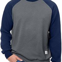 Men's Fall Crewneck Sweatshirts Patchwork Long Sleeve Geometric Texture Casual Pullover Shirt