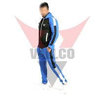 Full Zipper Style With Hood Blue Black Contrast Color Good Quality Men Tracksuits