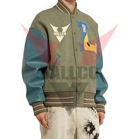 2024 Red And White Contrast Good Selling Highest Quality Make Own Men Outer Wear Varsity Jacket