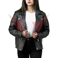 Black Color With Own Logo Best Supplier Fully Customized Made Women Winter Leather Jackets