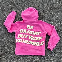  Manufacturer No Pocket Strings Cut Edge Raw Hem Cropped Hoodie Men Custom Puff Printing Hoodies