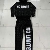 Customized Sweat suit with custom screen printing & custom rising stone work