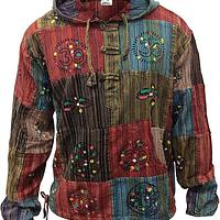  Men’s Stripe Patchwork Grandad Hoodie – Classic Style Meets Modern Comfort