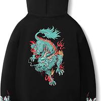  Men’s Dragon Embroidered Hoodie – Heavyweight Graphic Streetwear Sweatshirt Pullover Trendy Hoodie
