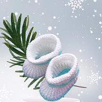 Handmade Wollen White And Blue Corate Baby Shoes